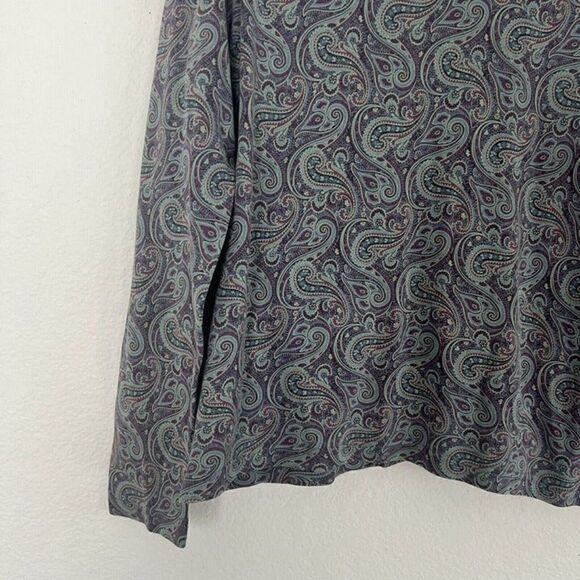Vintage 90s LL Bean Womens Mock Neck Long Sleeve Purple Paisley Shirt Small - Picture 8 of 10
